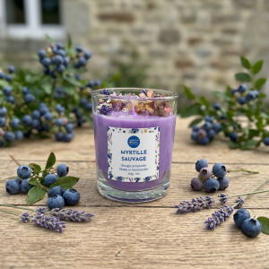 Bougie Verre Fleurs – Myrtille Sauvage