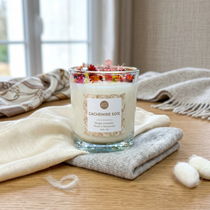 Bougie Verre Fleurs – Cachemire Soie