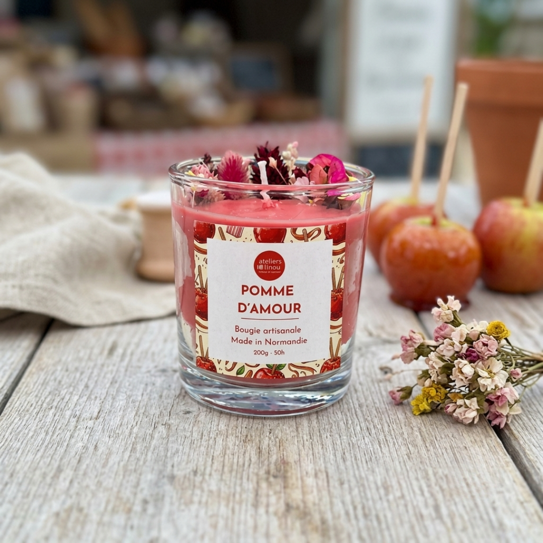 Bougie Verre Fleurs - Pomme d'amour – Image 2