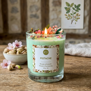 Bougie Verre Fleurs – Pistache