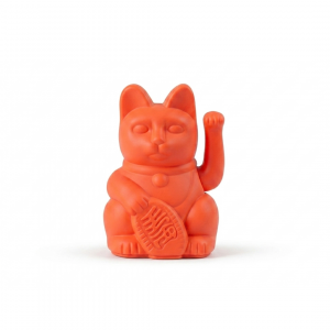 Lucky Cat Orange Néon – Petit Modèle