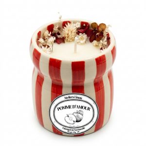 Bougie Pot Rayé Rouge – Pomme d&rsquo;amour