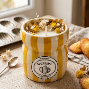 Bougie Pot Rayé Jaune – Madeleine