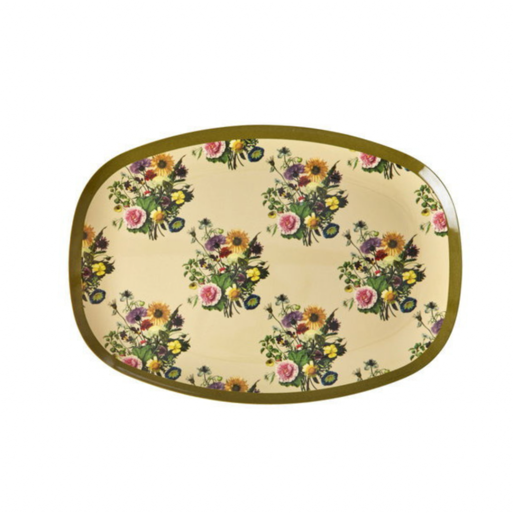 Plat Melamine Rectangulaire – Retro Bouquet