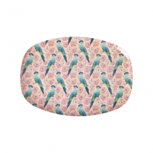 Plat Melamine Rectangulaire – Paon Rose