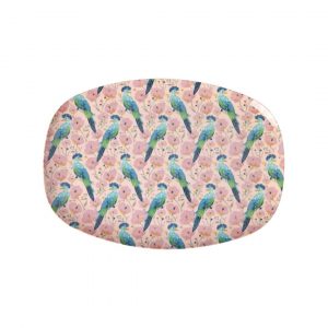 Plat Melamine Rectangulaire – Paon Rose