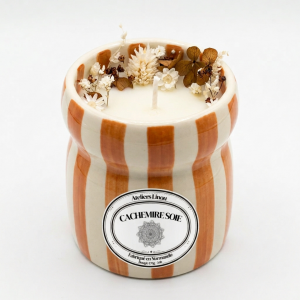 Bougie Pot Rayé Marron – Cachemire Soie