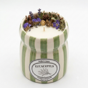 Bougie Pot Rayé vert – Eucalyptus Lavandin