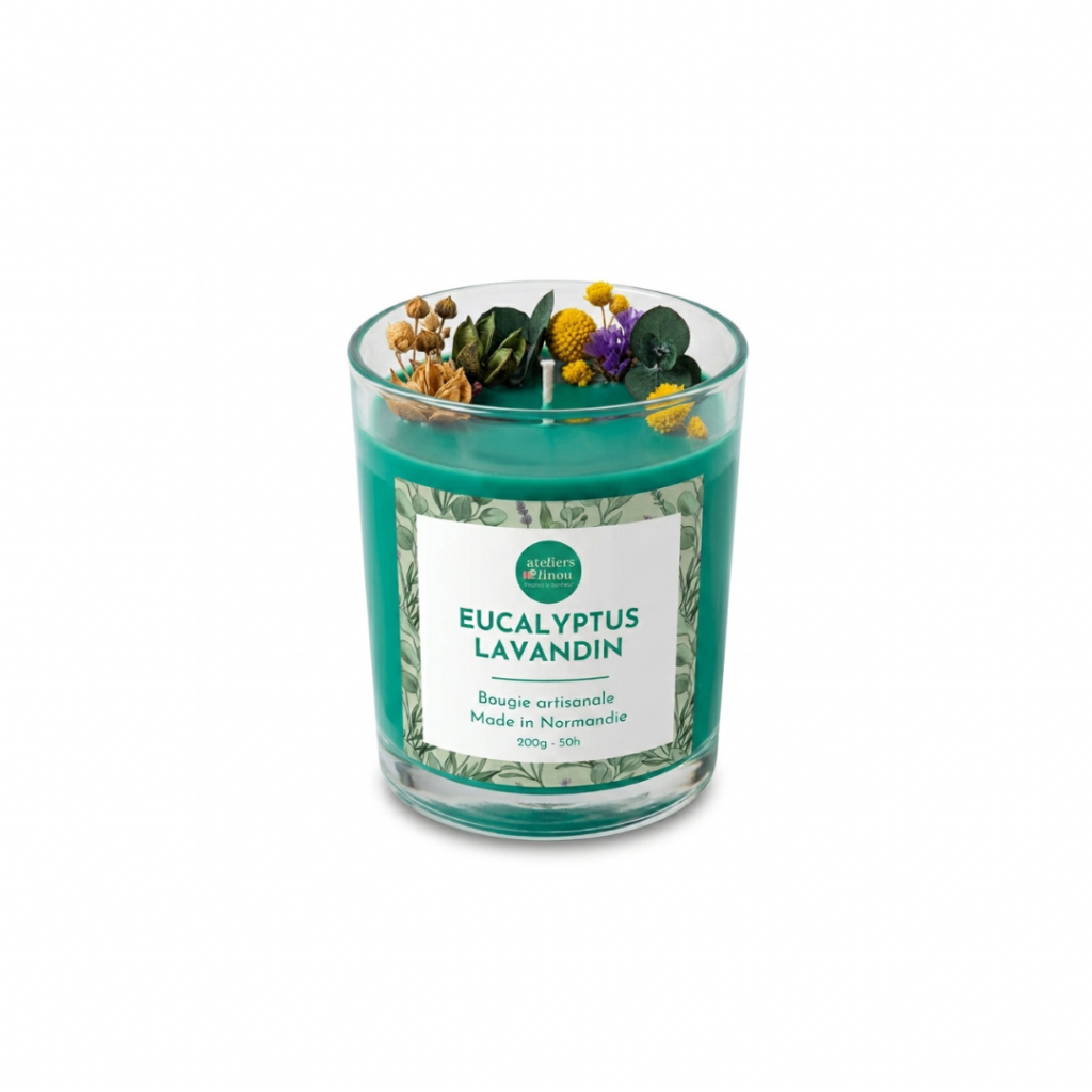 Bougie Verre Fleurs – Eucalyptus Lavandin
