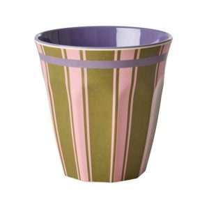 Tasse Melamine – Rayure Kaki/Rose