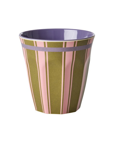Tasse Melamine – Rayure Kaki/Rose